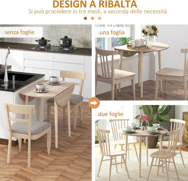 HOMCOM Tavolo Pieghevole Moderno a Ribalta per Cucina e Soggiorno, in Truciolato, Ø89x73.5 cm|Aosom