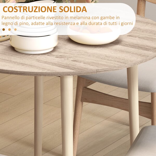 HOMCOM Tavolo Pieghevole Moderno a Ribalta per Cucina e Soggiorno, in Truciolato, Ø89x73.5 cm|Aosom