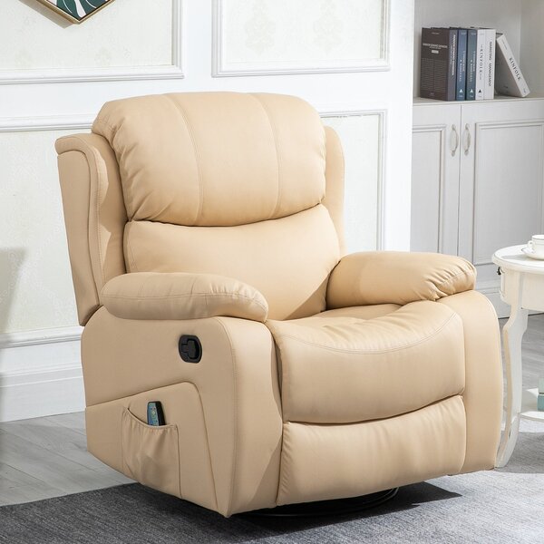 Poltrona Relax Dondolo Massaggiante e Riscaldante in Similpelle Beige