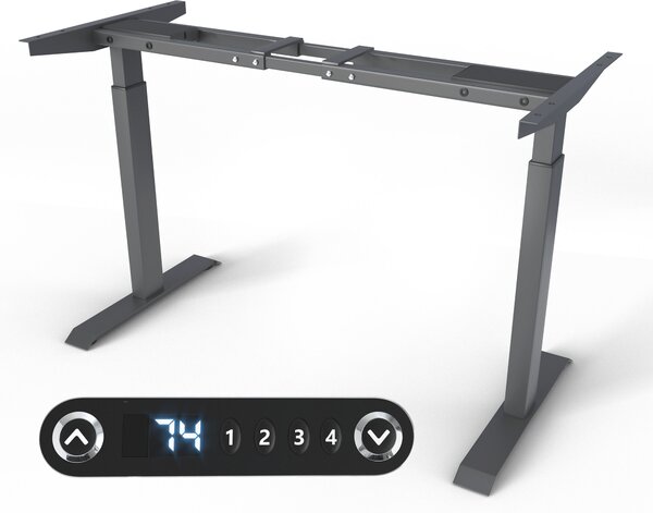 Struttura per scrivania regolabile in altezza - Telaio per tavolo - Telaio per scrivania da ufficio con doppio motore, regolazione elettrica dell'altezza, touchscreen e funzione di memoria - Antracite