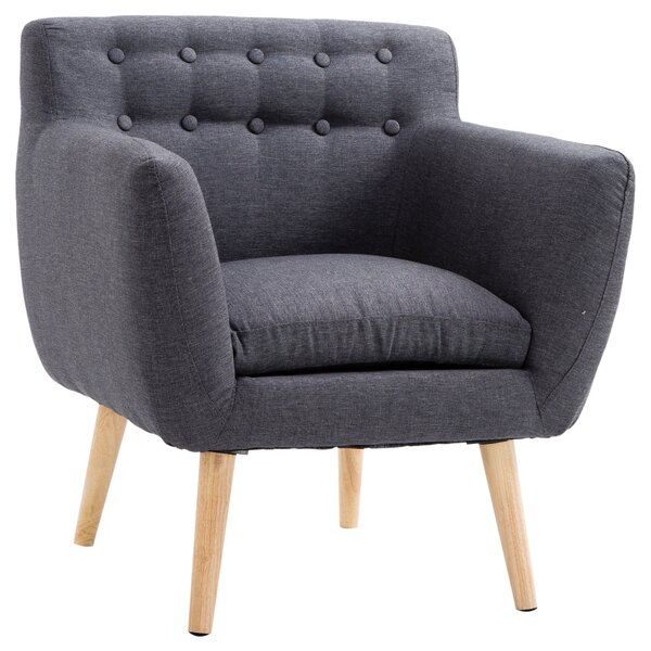 Poltrona Stile Nordico in Tessuto Grigio Scuro 68x58.5x76 cm
