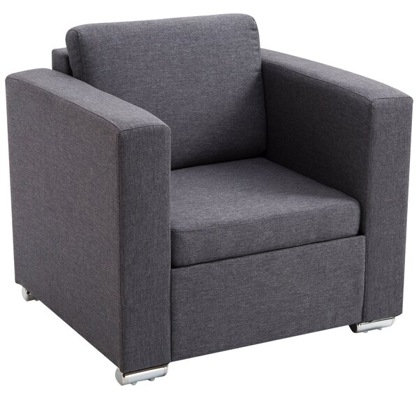 Poltroncina Moderna con Rivestimento in Tessuto Grigio Scuro 81x73x78 cm