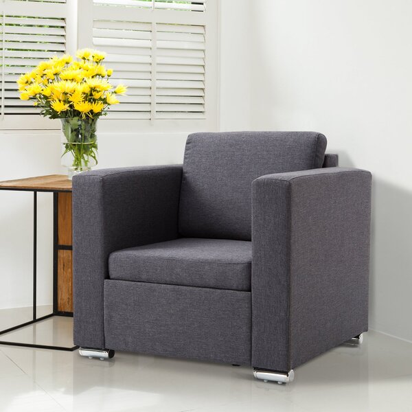 Poltroncina Moderna con Rivestimento in Tessuto Grigio Scuro 81x73x78 cm