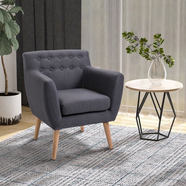 Poltrona Stile Nordico in Tessuto Grigio Scuro 68x58.5x76 cm