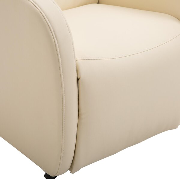 Poltrona Relax Reclinabile in Similpelle con Poggiapiedi Crema