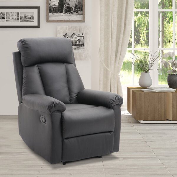 Poltrona Relax Classica in Similpelle Schienale Reclinabile e Poggiapiedi Nera
