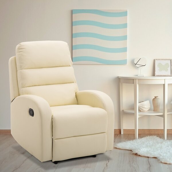 Poltrona Relax Reclinabile con Poggiapiedi in Similpelle Crema
