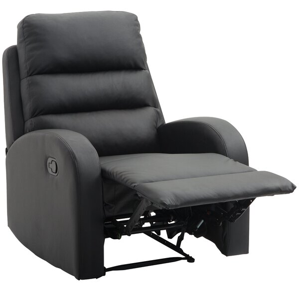 Poltrona Relax Reclinabile con Poggiapiedi in Similpelle Nera