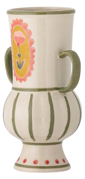 Vaso beige in gres dipinto a mano (altezza totale 21 cm) Odina – Bloomingville