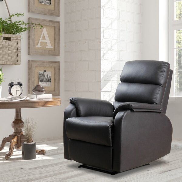 Poltrona Relax Reclinabile Manuale in Similpelle Marrone 75x92x99 cm