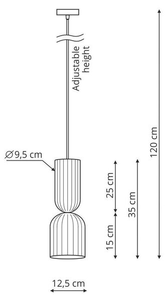 Lampada a sospensione scanalata BALERA bianco-nera 1xE27x40W Vetroceramica / gesso dimensioni: 120x12,5x12,5 cm IP20 Light Prestige