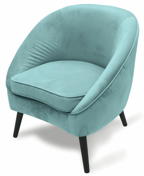 Poltrona Imbottita in Velluto con Gambe in Legno Soriani Verde Tiffany
