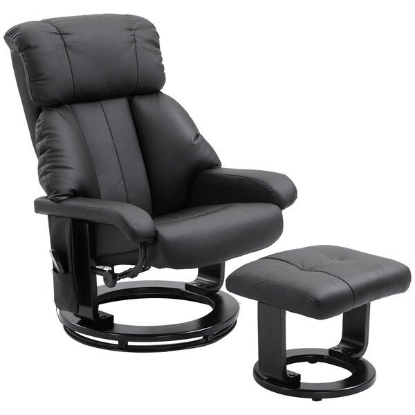 Poltrona Relax Reclinabile con Poggiapiedi in Similpelle Nera