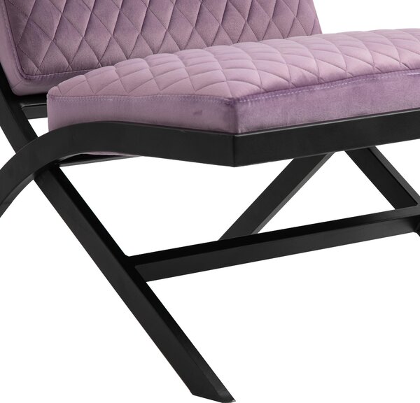 Poltrona Imbottita in Acciaio e Poliestere Effetto Trapuntato 65x82x68 cm Viola