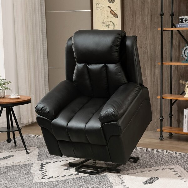 Poltrona Alzapersona Elettrica 1 Motore 96x93x105 cm in Similpelle Nera