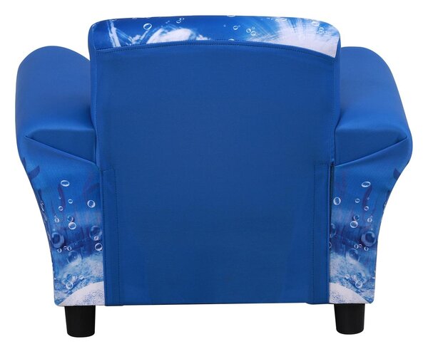 Poltroncina Mini per Bambini con Fantasia Oceano Giallo e Blu