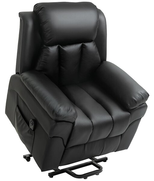 Poltrona Alzapersona Elettrica 1 Motore 96x93x105 cm in Similpelle Nera