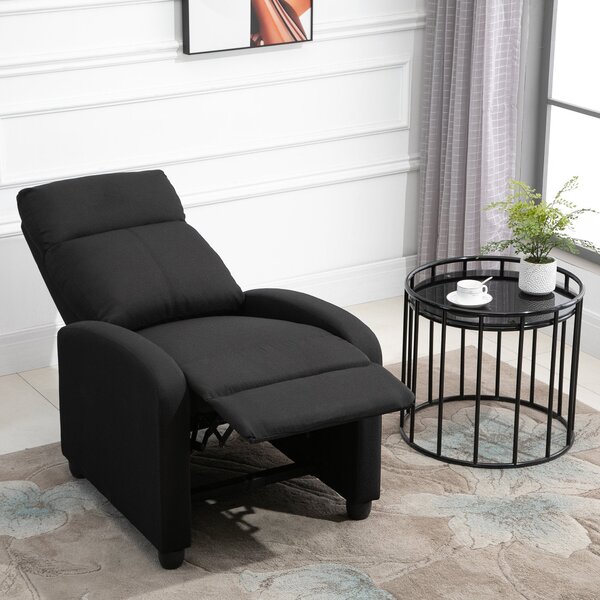 Poltrona Relax Reclinabile Manuale in Lino Nera
