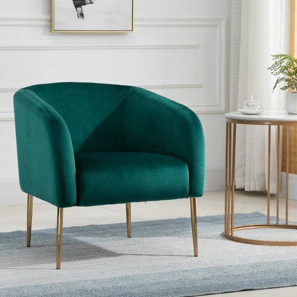 Poltrona Imbottita 75x74x76 cm in Tessuto Vellutato Verde