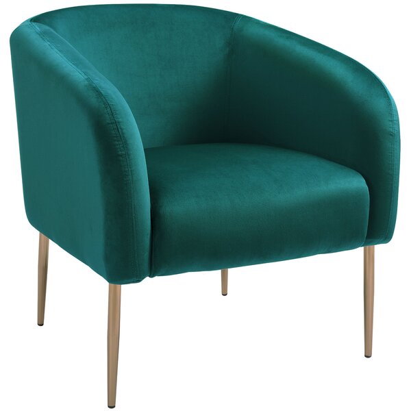 Poltrona Imbottita 75x74x76 cm in Tessuto Vellutato Verde