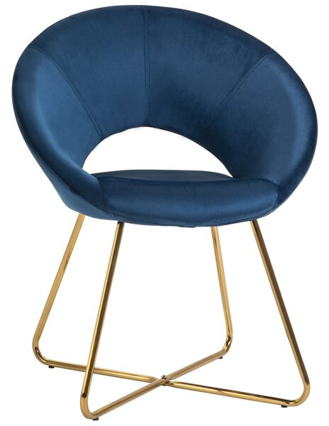 Poltroncina Imbottita in Velluto e Metallo Blu