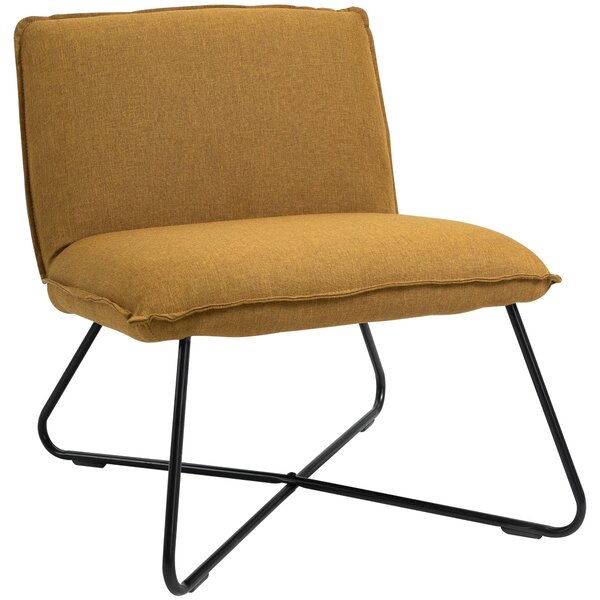 Poltroncina Imbottita 63x75x70 cm in Metallo e Tessuto Giallo
