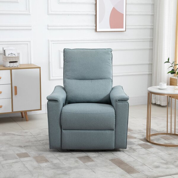 Poltrona Relax Reclinabile Manuale in Tessuto Grigio-Verde
