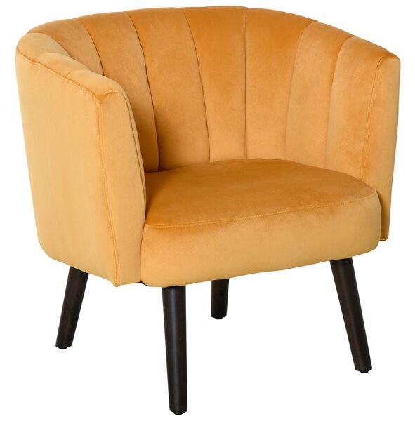 Poltrona Imbottita 79x66,5x79 cm in Tessuto Vellutato Giallo