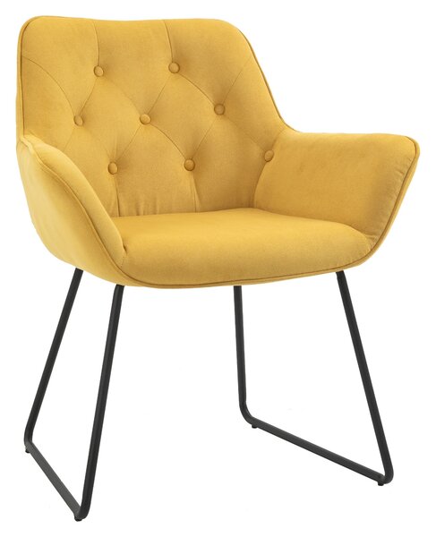 Poltroncina Imbottita 70x66,5x82 cm in Tessuto Effetto Velluto Giallo