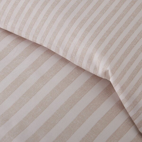 Set copripiumino e federa beige per letto matrimoniale 3 pezzi 200x200 cm Epping Textured Stripe – Catherine Lansfield
