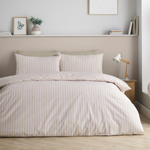 Set copripiumino e federa beige per letto matrimoniale 3 pezzi 200x200 cm Epping Textured Stripe – Catherine Lansfield
