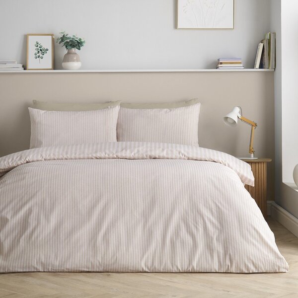 Set copripiumino e federa beige per letto matrimoniale 3 pezzi 200x200 cm Epping Textured Stripe – Catherine Lansfield