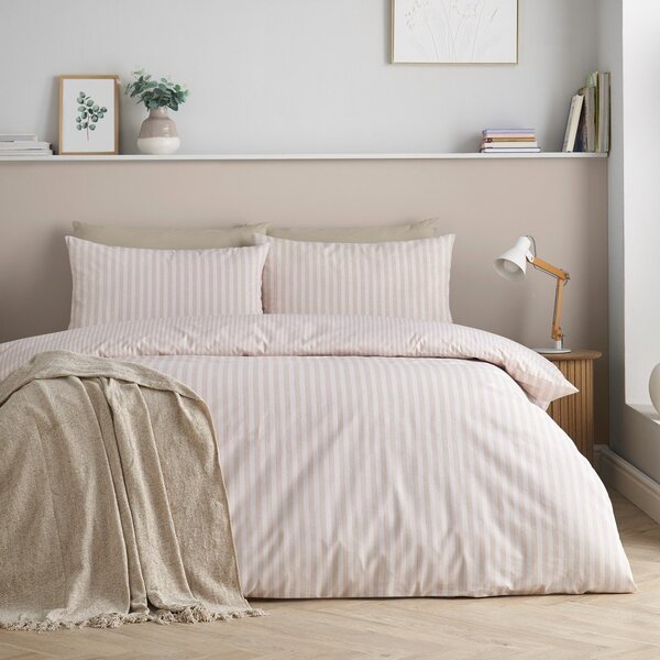 Set copripiumino e federa beige per letto matrimoniale 3 pezzi 200x200 cm Epping Textured Stripe – Catherine Lansfield