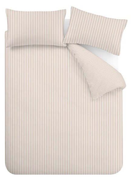 Set copripiumino e federa beige per letto matrimoniale 3 pezzi 200x200 cm Epping Textured Stripe – Catherine Lansfield