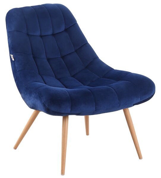 Poltrona Imbottita 76x87x82 cm in Tessuto Vellutato Blu