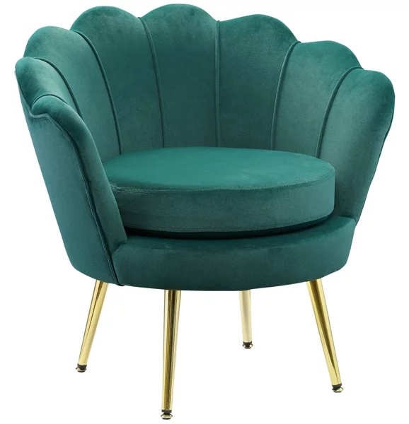 Poltrona Imbottita 76x67x74 cm in Tessuto Vellutato Verde