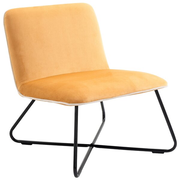 Poltrona Imbottita 55x69x68 cm in Velluto Giallo
