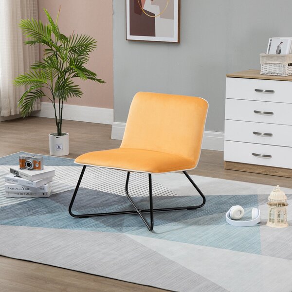 Poltrona Imbottita 55x69x68 cm in Velluto Giallo
