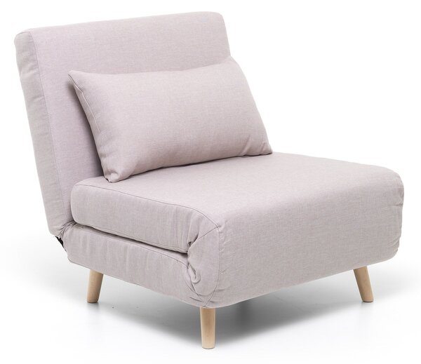 Poltrona Letto Singolo Trasformabile 76x90x80 cm in Tessuto Grigio