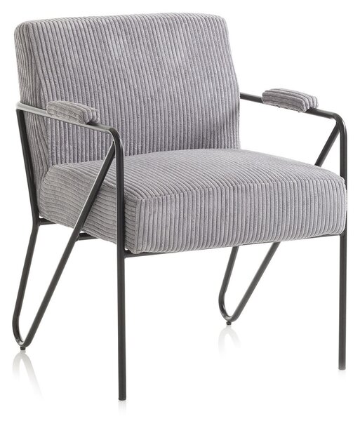 Poltrona Imbottita 64x69x86 cm in Velluto Grigio Scuro