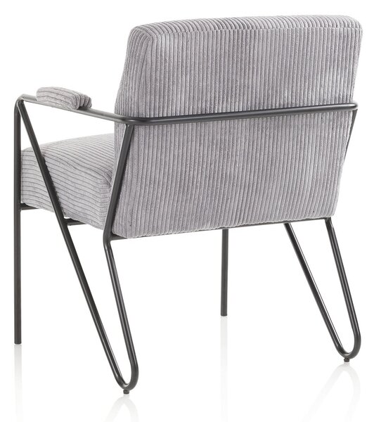 Poltrona Imbottita 64x69x86 cm in Velluto Grigio Scuro