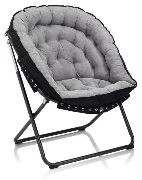 Poltrona Imbottita 77x70x92 cm in Velluto Grigio Chiaro