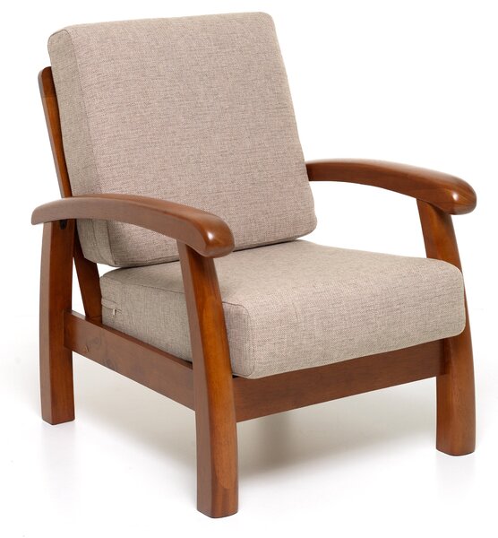 Poltrona 70x90x81 cm con Cuscini in Stoffa Ecrù
