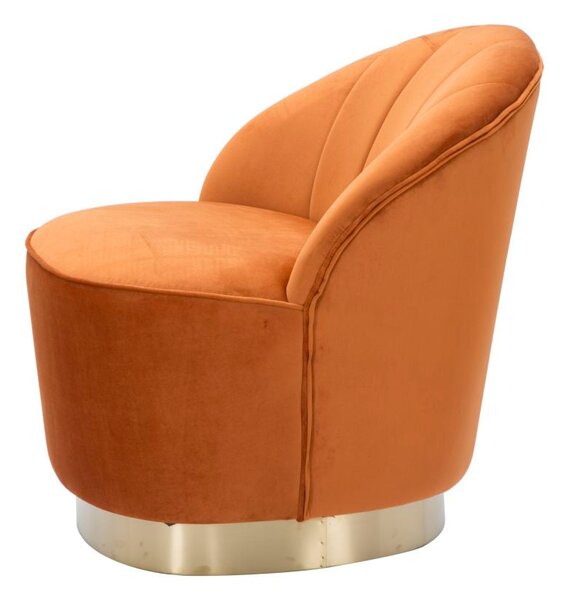 Poltrona Sopy Ruggine 67x71x70 cm Legno Ferro Spugna e Velluto Ruggine e Oro