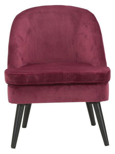 Poltrona Paris Bordeaux 59x67x75,5 cm Legno Spugna e Velluto Sintetico Bordeaux e Nero