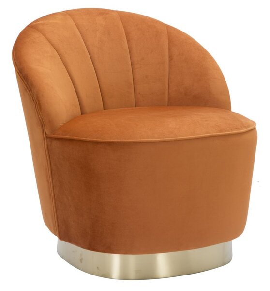 Poltrona Sopy Ruggine 67x71x70 cm Legno Ferro Spugna e Velluto Ruggine e Oro