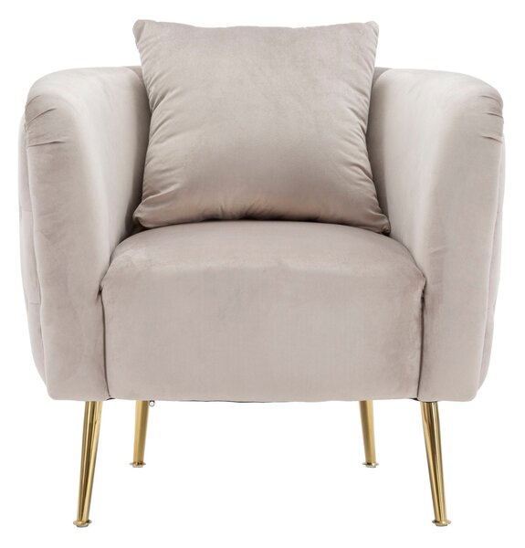 Poltrona Bucarest Grigia 76x74x73 cm Legno e Spugna e Tessuto e Metallo Grigio e Oro