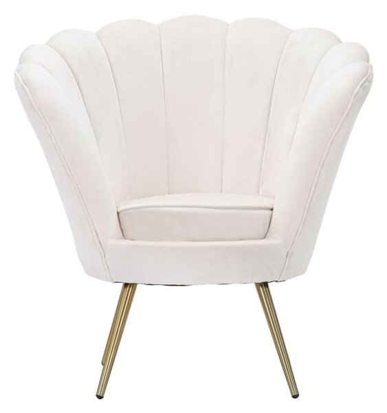 Poltrona Vienna Crema 85x76x88 cm Spugna e Tessuto e Metallo Bianco e Oro