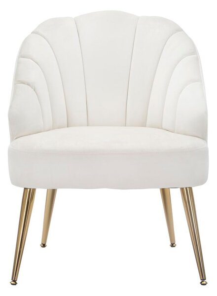 Poltrona Shell Crema 65x69x84 cm in Legno Spugna Poliestere e Acciaio Crema e Oro