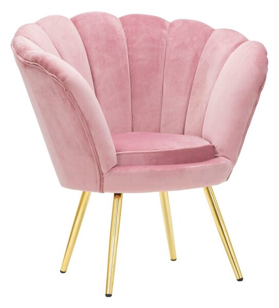 Poltrona Vienna Rosa 85x70x88 cm Spugna e Tessuto e Metallo Rosa e Oro